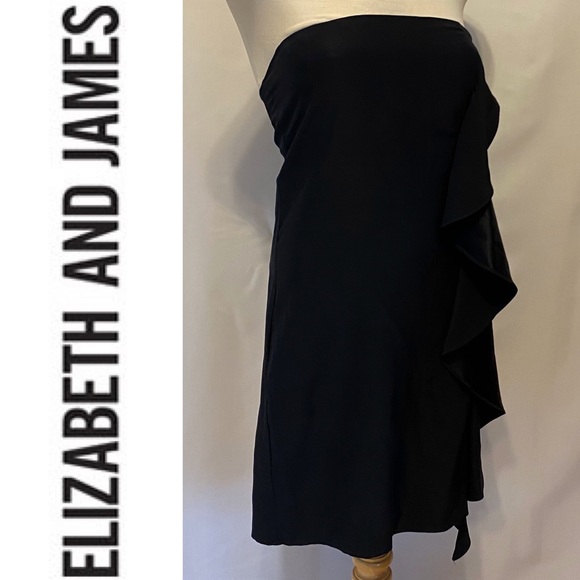 ELIZABETH AND JAMES silk ruffle dress in black - Picture 7 of 11